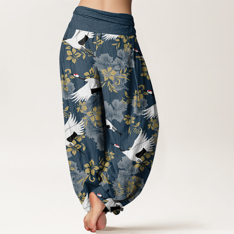 Lässige Haremshose mit Buddha Stones und fliegendem Kranich-Kirschblüten-Muster für Damen, elastische Taille - image 7