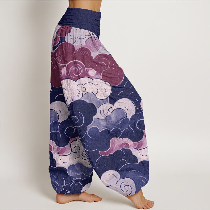 Lässige Haremshose mit Buddha Stones und glückverheißendem Wolkenmuster für Damen mit elastischer Taille - image 6