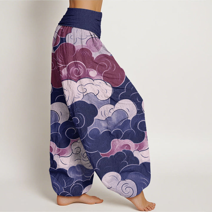 Lässige Haremshose mit Buddha Stones und glückverheißendem Wolkenmuster für Damen mit elastischer Taille - image 6