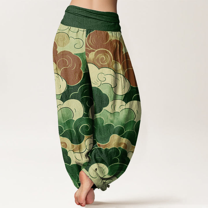 Lässige Haremshose mit Buddha Stones und glückverheißendem Wolkenmuster für Damen mit elastischer Taille - image 10