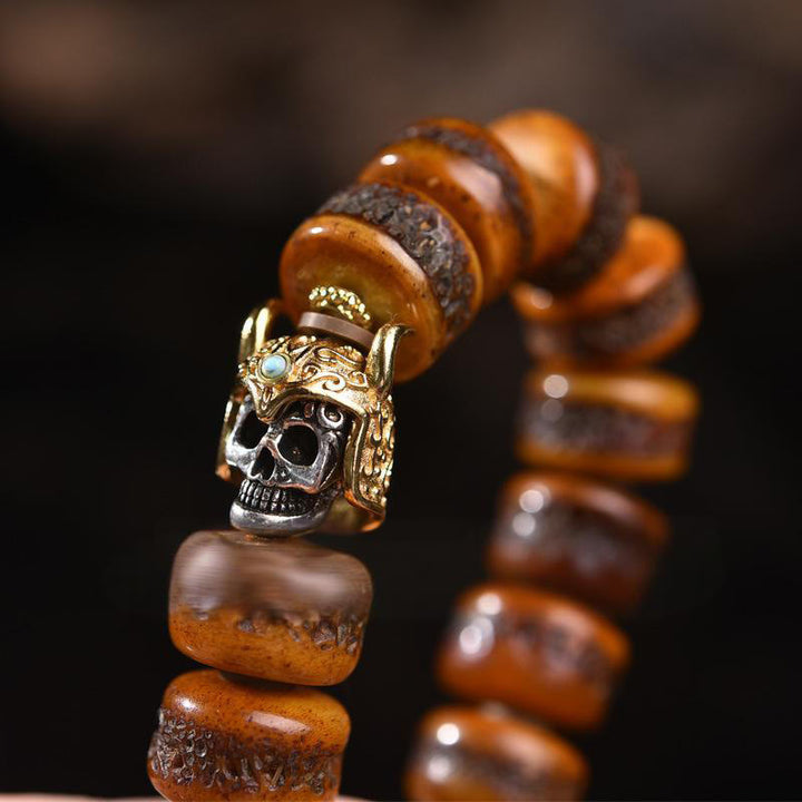 Buddha Stones Vintage Tibetische Knochenperlen Totenkopf Balance Armband