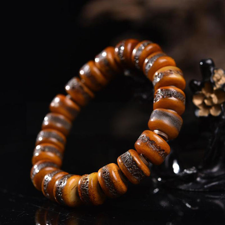Buddha Stones Vintage Tibetische Knochenperlen Totenkopf Balance Armband