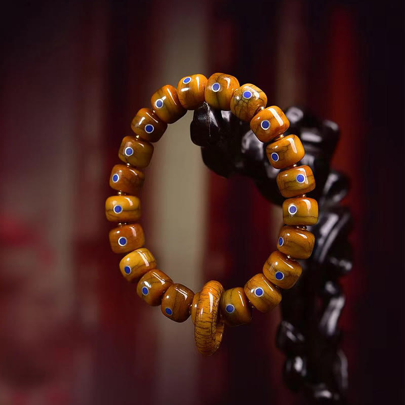 Vintage-Armband aus tibetischen Knochenperlen mit Buddha Stones , Lapislazuli und Balance-Geflecht - image 3