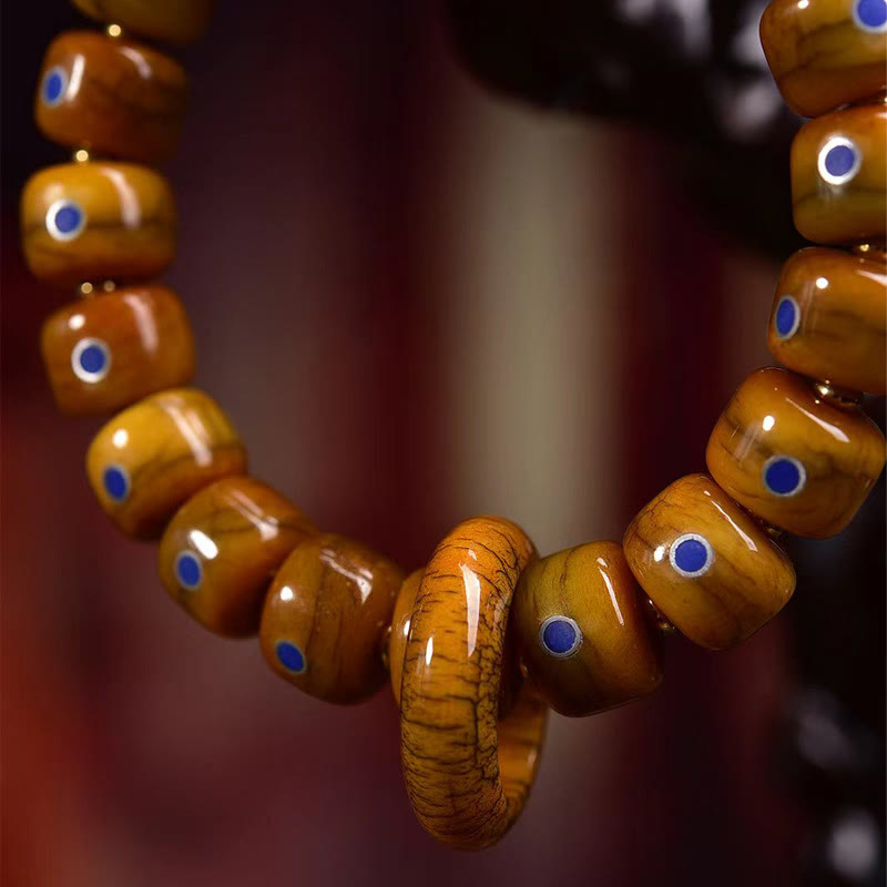 Vintage-Armband aus tibetischen Knochenperlen mit Buddha Stones , Lapislazuli und Balance-Geflecht - image 4