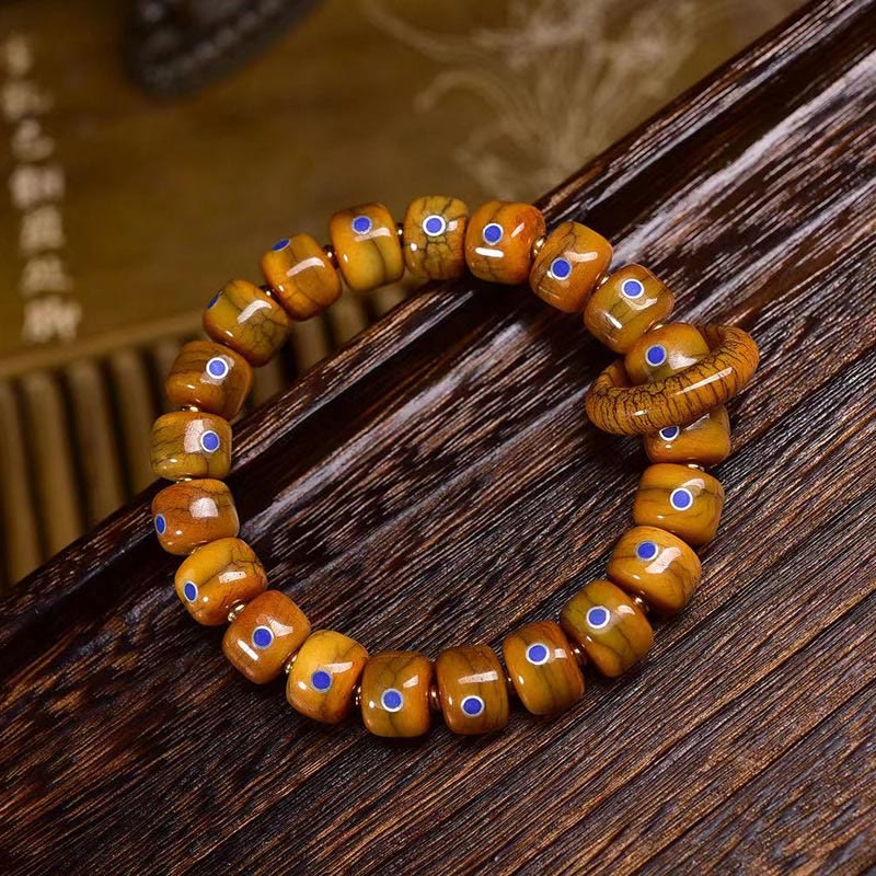Vintage-Armband aus tibetischen Knochenperlen mit Buddha Stones , Lapislazuli und Balance-Geflecht - Perlengröße: 0,47 x 0,35 Zoll (1,2 x 0,9 cm) - image 0