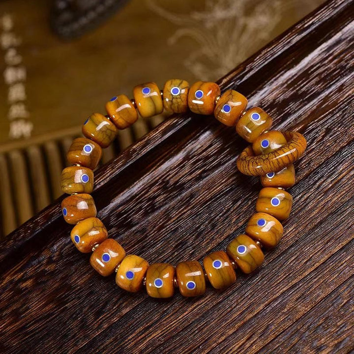 Vintage-Armband aus tibetischen Knochenperlen mit Buddha Stones , Lapislazuli und Balance-Geflecht - Perlengröße: 0,47 x 0,35 Zoll (1,2 x 0,9 cm) - image 0