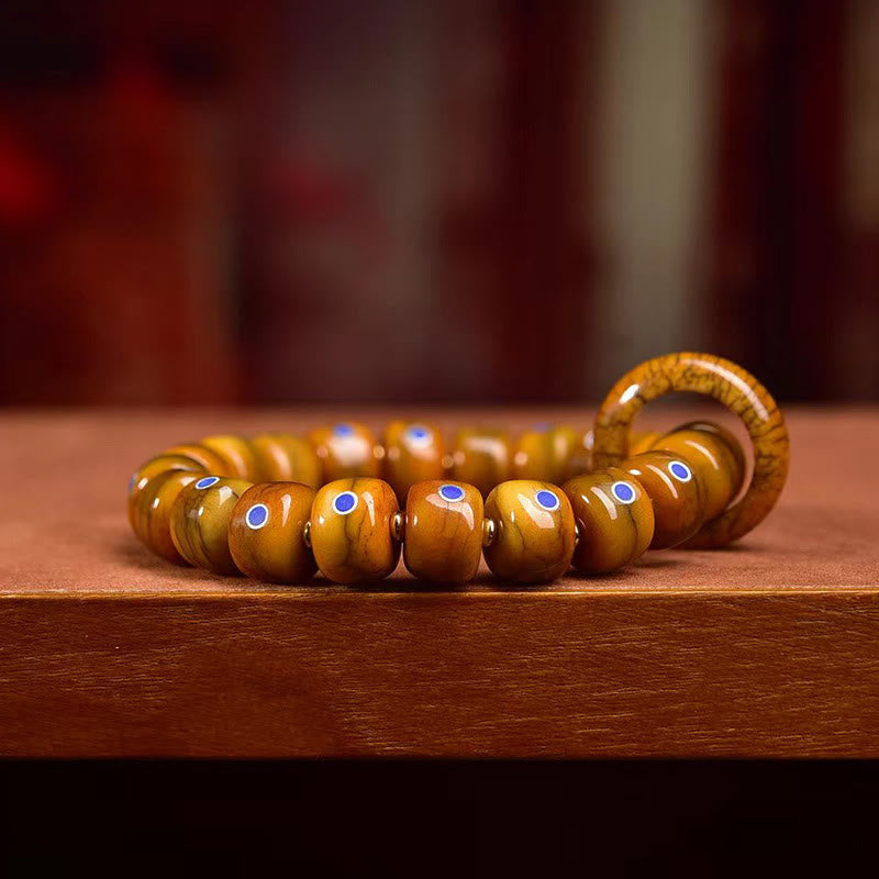 Vintage-Armband aus tibetischen Knochenperlen mit Buddha Stones , Lapislazuli und Balance-Geflecht - image 2