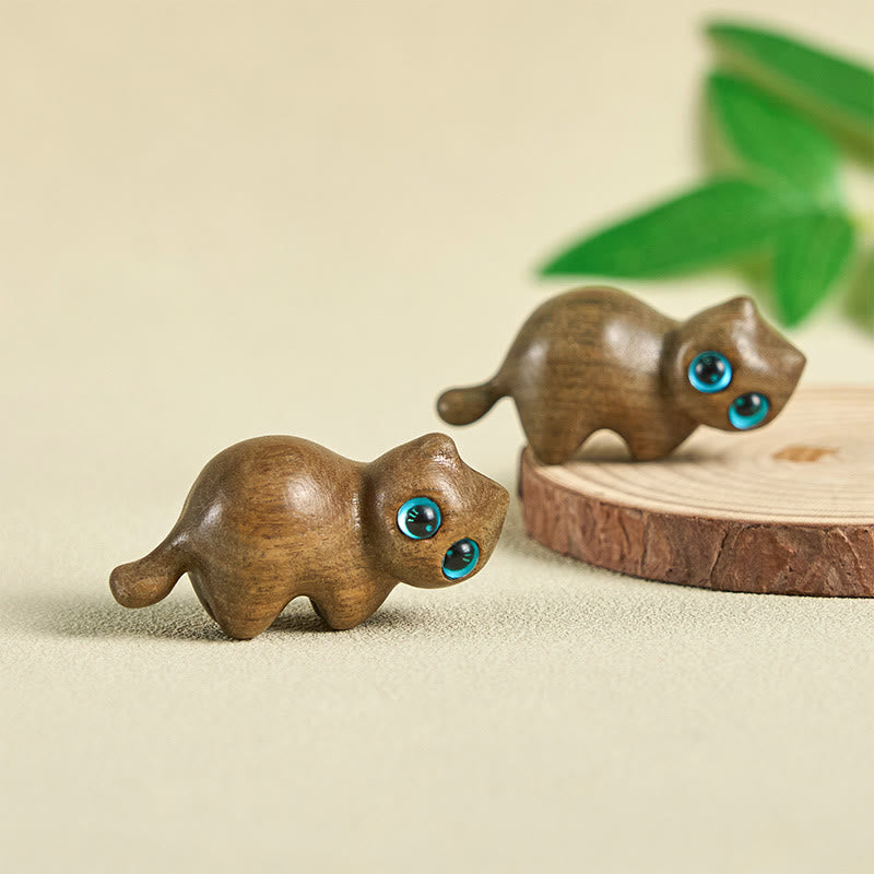 Buddha Stones, Mini, süße, streckende Katze, geschnitzt, beruhigende Schreibtischdekoration - image 4