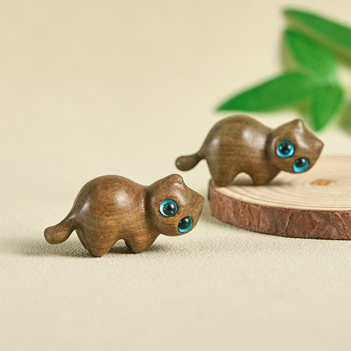 Buddha Stones, Mini, süße, streckende Katze, geschnitzt, beruhigende Schreibtischdekoration - image 4