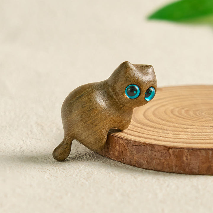 Buddha Stones, Mini, süße, streckende Katze, geschnitzt, beruhigende Schreibtischdekoration - image 2