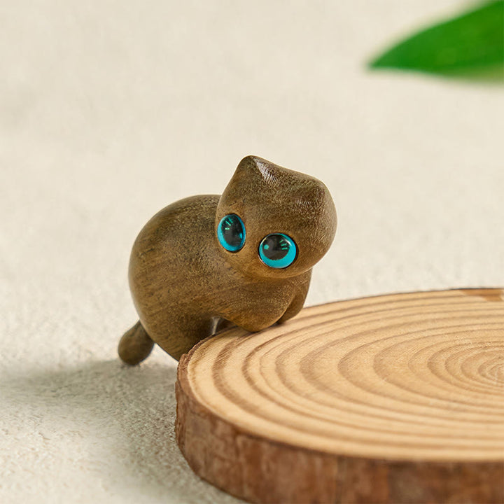 Buddha Stones, Mini, süße, streckende Katze, geschnitzt, beruhigende Schreibtischdekoration - image 3