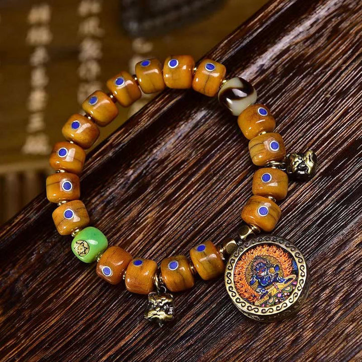 Buddha Stones Vintage Tibetische Knochenperlen Geflochtenes Seil Positives Balance Armband