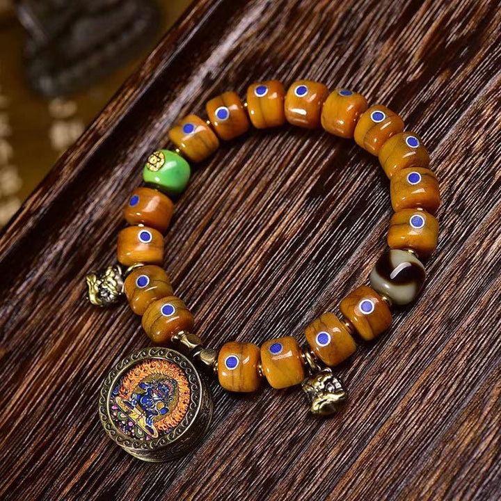 Buddha Stones Vintage Tibetische Knochenperlen Geflochtenes Seil Positives Balance Armband