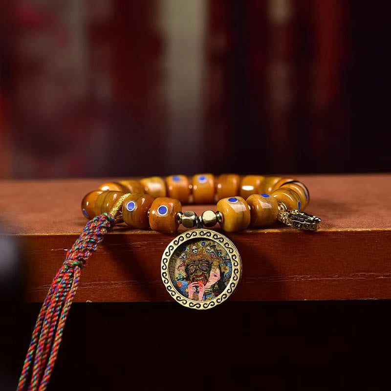 Buddha Stones Vintage Tibetische Knochenperlen Geflochtenes Seil Positives Balance Armband
