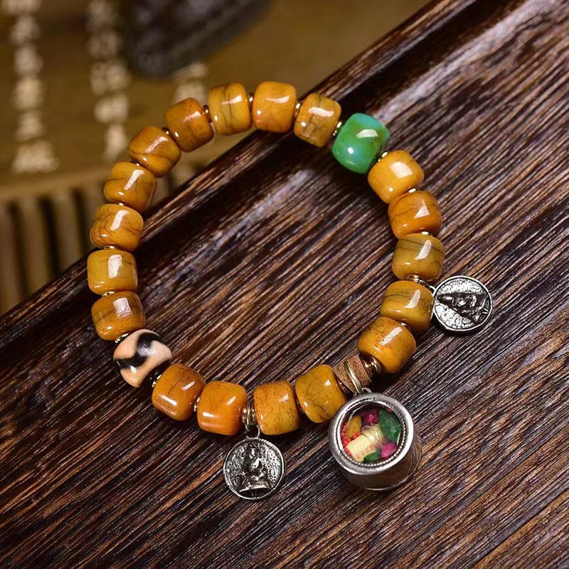 Buddha Stones Vintage Tibetische Knochenperlen Dzi Bead Niedlicher Fuchs Balance Armband