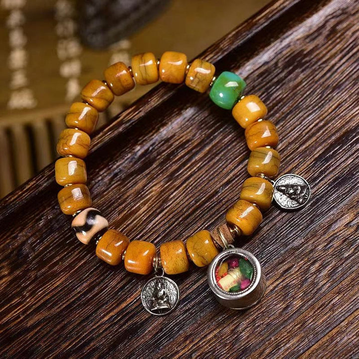 Buddha Stones Vintage Tibetische Knochenperlen Dzi Bead Niedlicher Fuchs Balance Armband