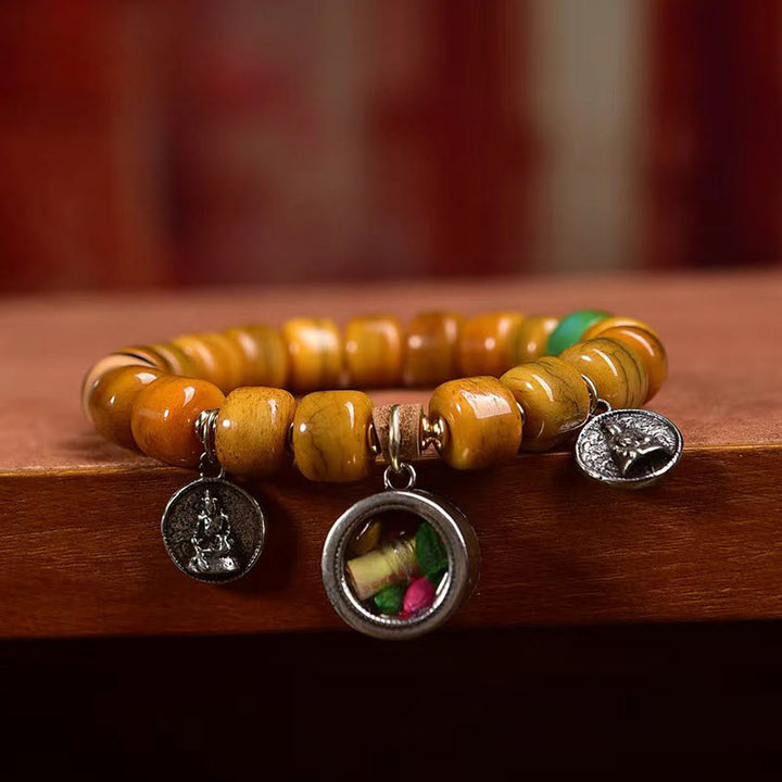 Buddha Stones Vintage Tibetische Knochenperlen Dzi Bead Niedlicher Fuchs Balance Armband