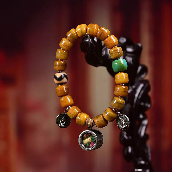 Buddha Stones Vintage Tibetische Knochenperlen Dzi Bead Niedlicher Fuchs Balance Armband