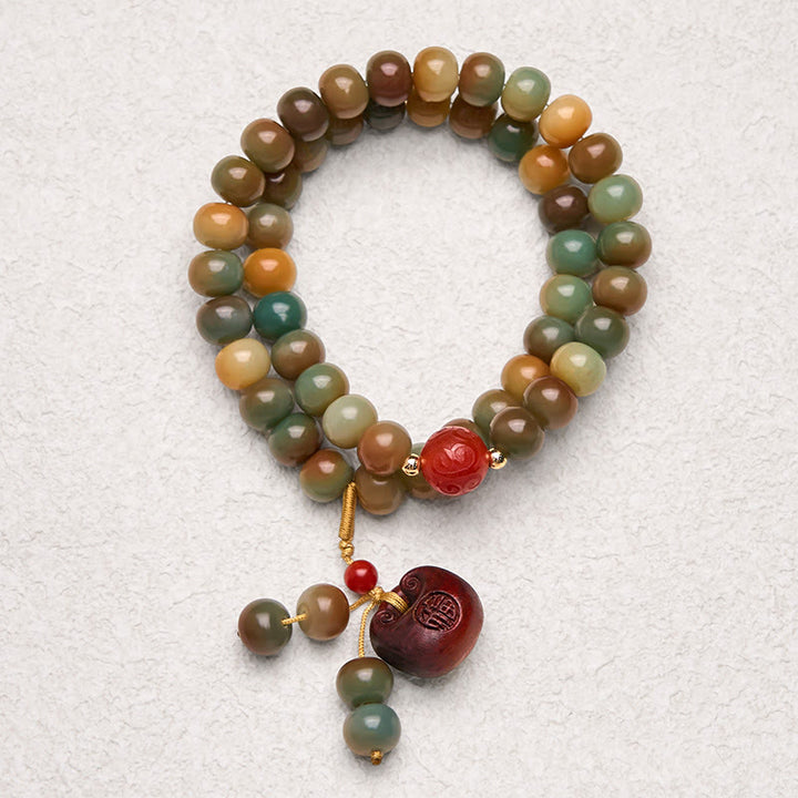 Buddha Stones Buntes Bodhi Seed Harmony Doppelwickelarmband