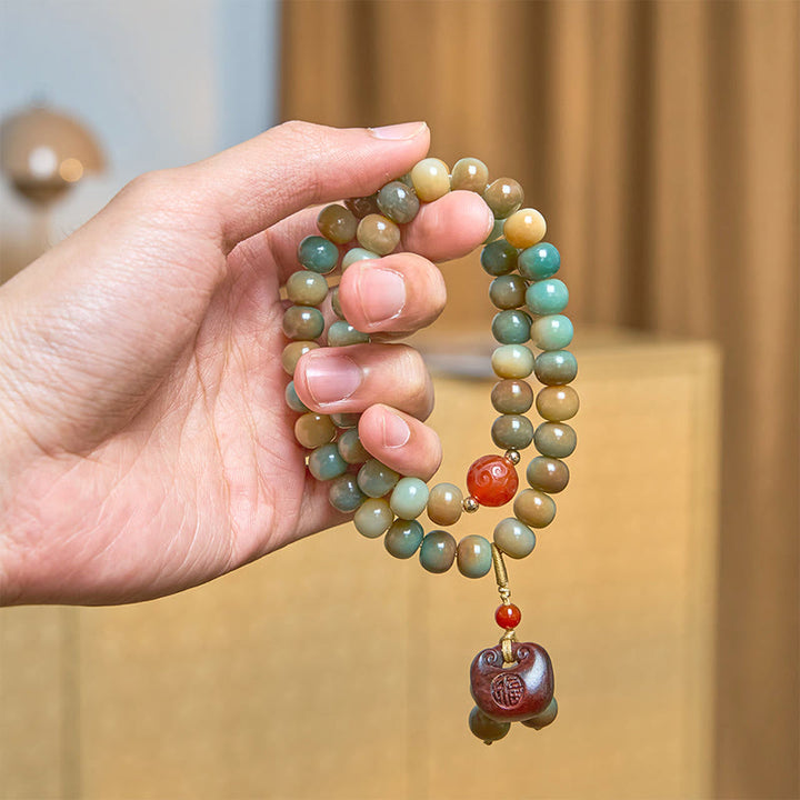 Buddha Stones Buntes Bodhi Seed Harmony Doppelwickelarmband