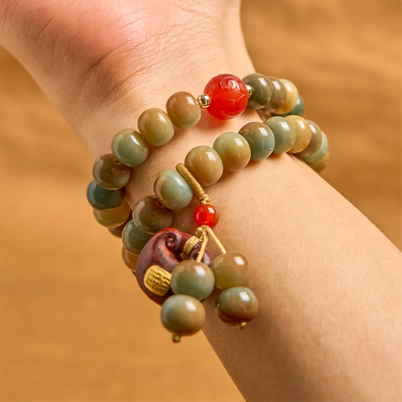 Buddha Stones Buntes Bodhi Seed Harmony Doppelwickelarmband