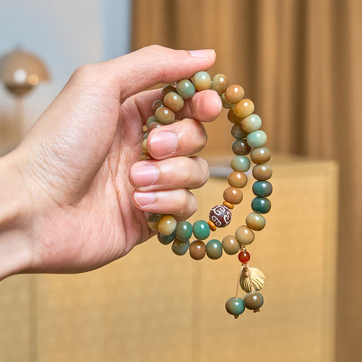 Buddha Stones, bunt, Bodhi-Samen, Lotus-Schote, Charm, Peace, Doppel-Wickelarmband
