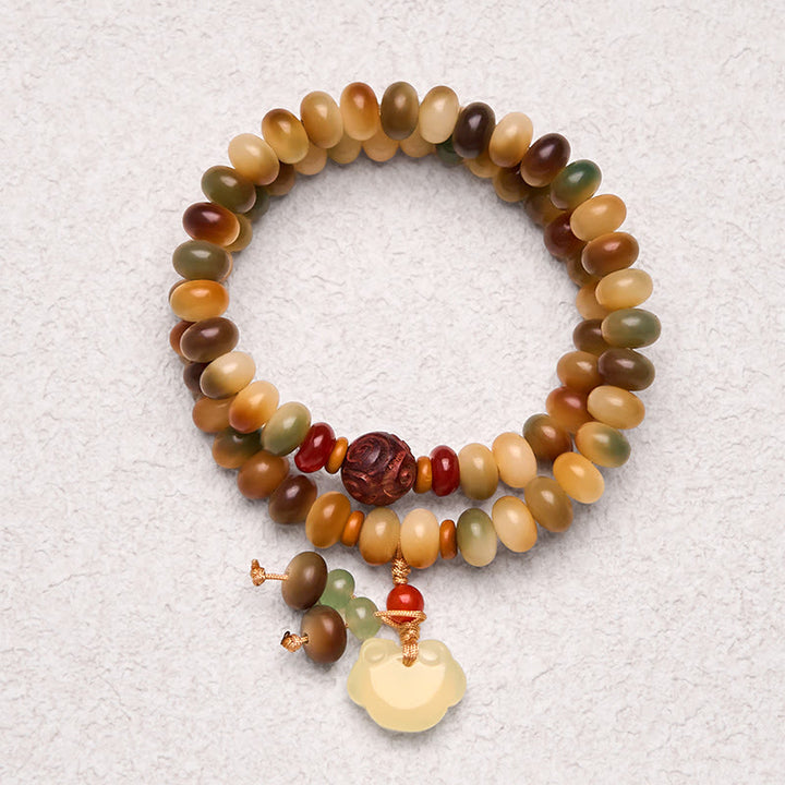 Buddha Stones, bunt, Bodhi-Samen, Peace Lock Charm, Weisheit, Abakus-Perlen, Doppel-Wickelarmband