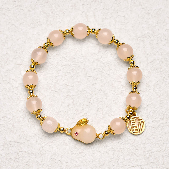 Buddha Stones Armband mit rotem Achat und Chalcedon, Kaninchen-Fu-Charakter, Vertrauen