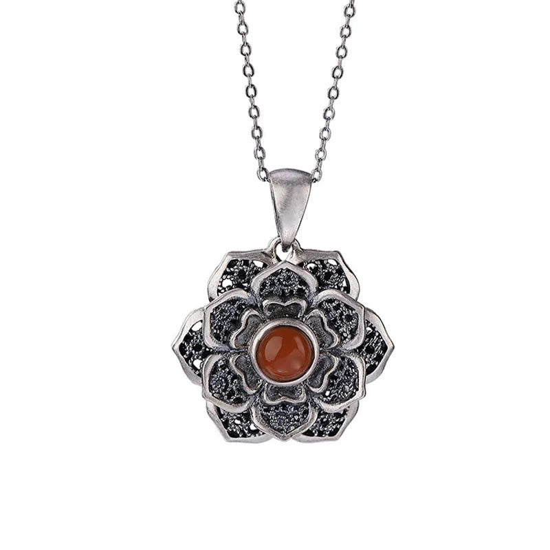 Buddha Stones ​​Tibetischen Om Mani Padme Hum Lotus Muster Rot Achat Kupfer Peave Halskette Anhänger - image 11
