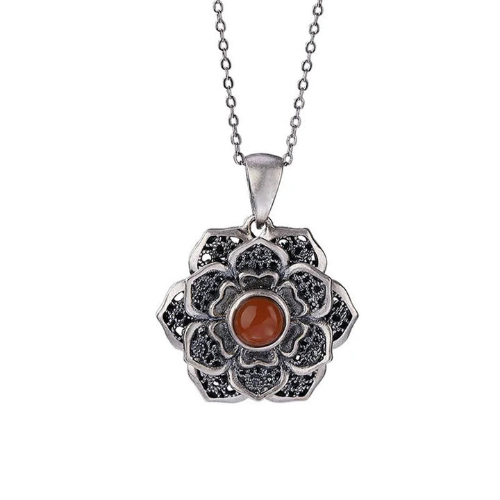 Buddha Stones ​​Tibetischen Om Mani Padme Hum Lotus Muster Rot Achat Kupfer Peave Halskette Anhänger - image 11