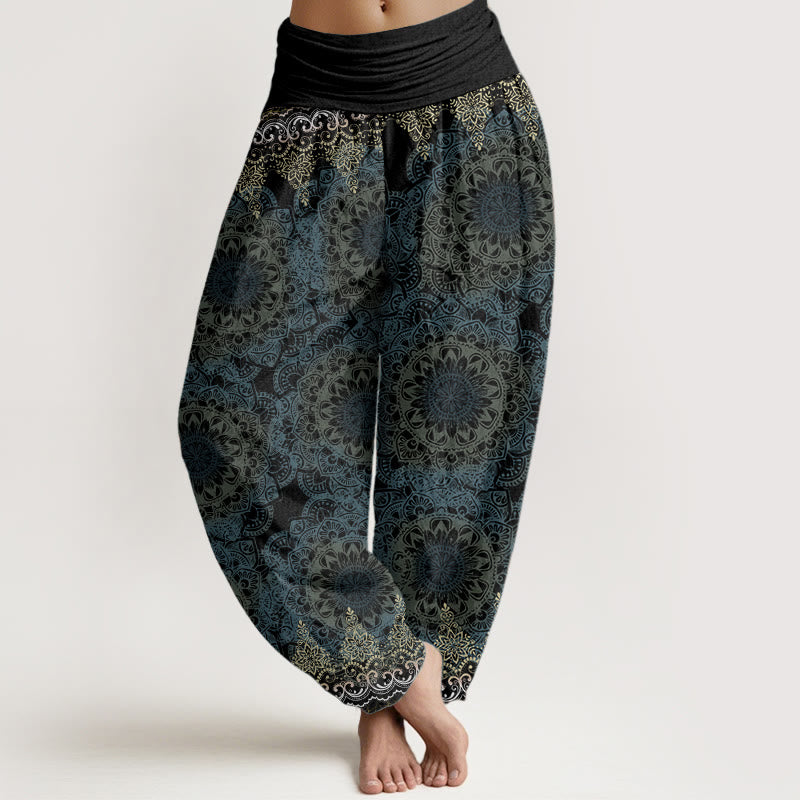 Buddha Stones Haremshose aus reiner Baumwolle mit dreieckigem Mandala-Muster für Damen, elastische Taille - Schwarz - US22, UK/AU26, EU54 (6XL) - image 20