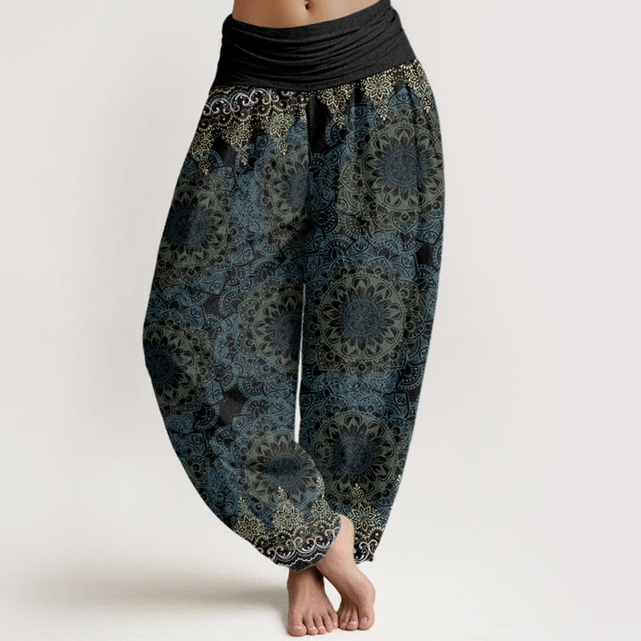 Buddha Stones Haremshose aus reiner Baumwolle mit dreieckigem Mandala-Muster für Damen, elastische Taille - Schwarz - US22, UK/AU26, EU54 (6XL) - image 20