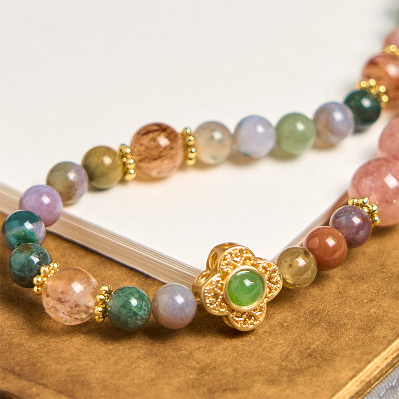Buddha Stones, natürlicher Turmalin, Erdbeerquarz, Amethyst, positive Schlüsselanhänger, Telefon-Hängedekoration