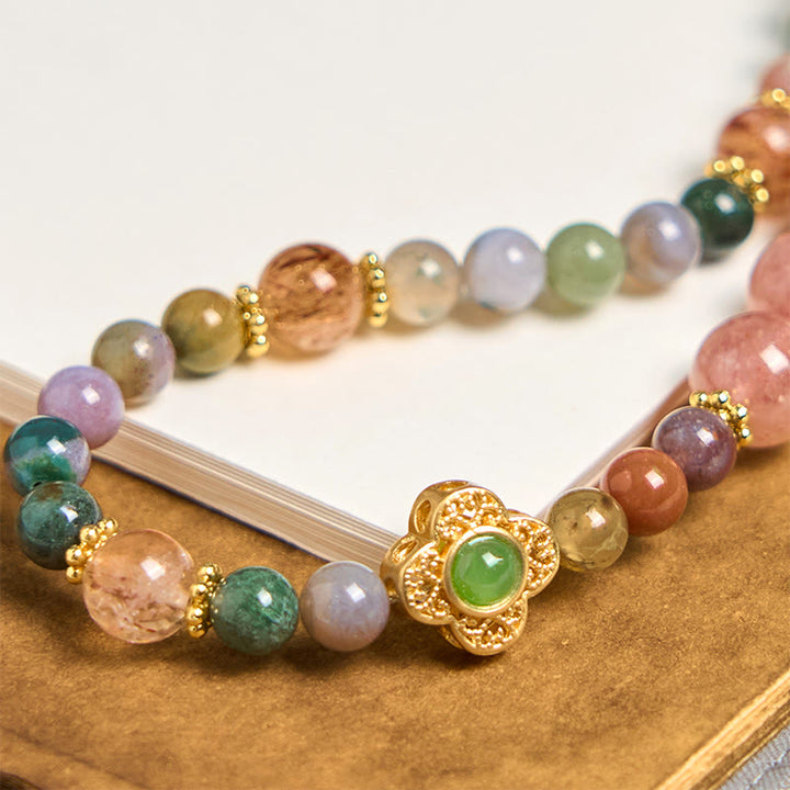 Buddha Stones, natürlicher Turmalin, Erdbeerquarz, Amethyst, positive Schlüsselanhänger, Telefon-Hängedekoration