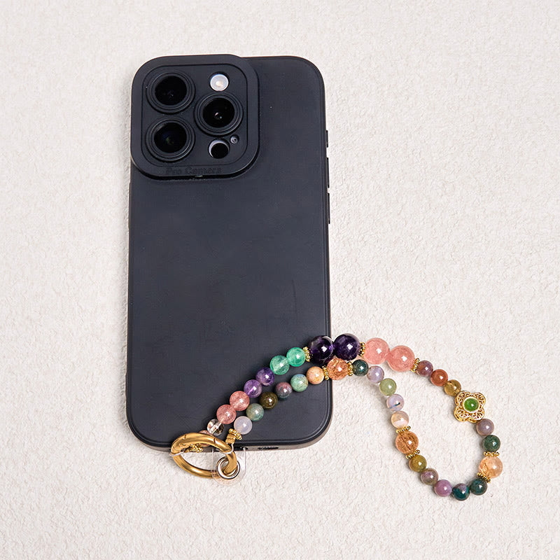 Buddha Stones, natürlicher Turmalin, Erdbeerquarz, Amethyst, positive Schlüsselanhänger, Telefon-Hängedekoration