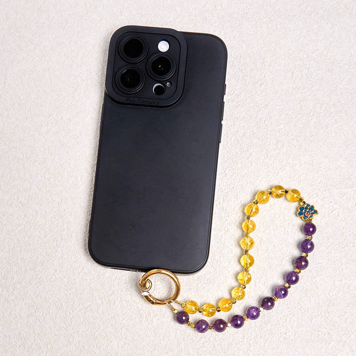 Buddha Stones, natürlicher Amethyst, Citrin, heilende Schlüsselanhänger, Telefon-Dekoration zum Aufhängen