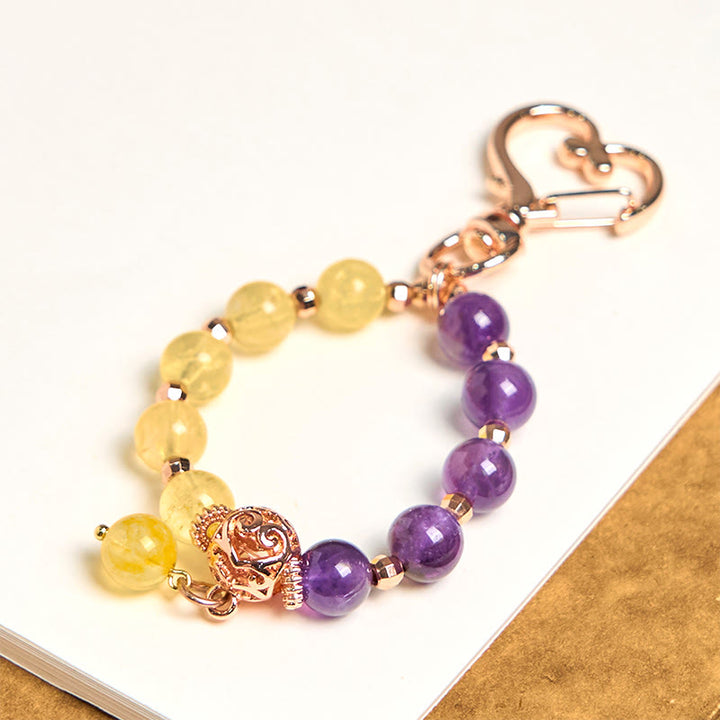 Buddha Stones, natürliche Amethyst-Citrin-Perlen, heilende Schlüsselanhänger, hängende Dekoration