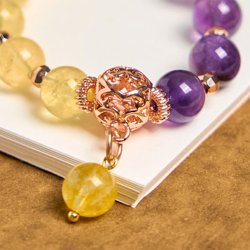 Buddha Stones, natürliche Amethyst-Citrin-Perlen, heilende Schlüsselanhänger, hängende Dekoration