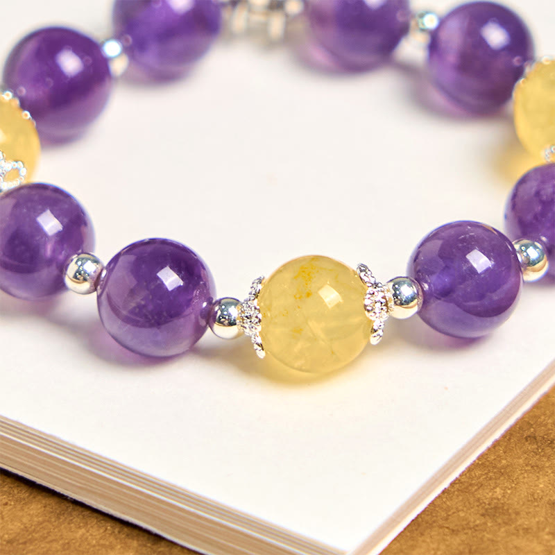 Buddha Stones Natürliche Amethyst Citrin Positive Schlüsselanhänger Tasche Hängende Dekoration