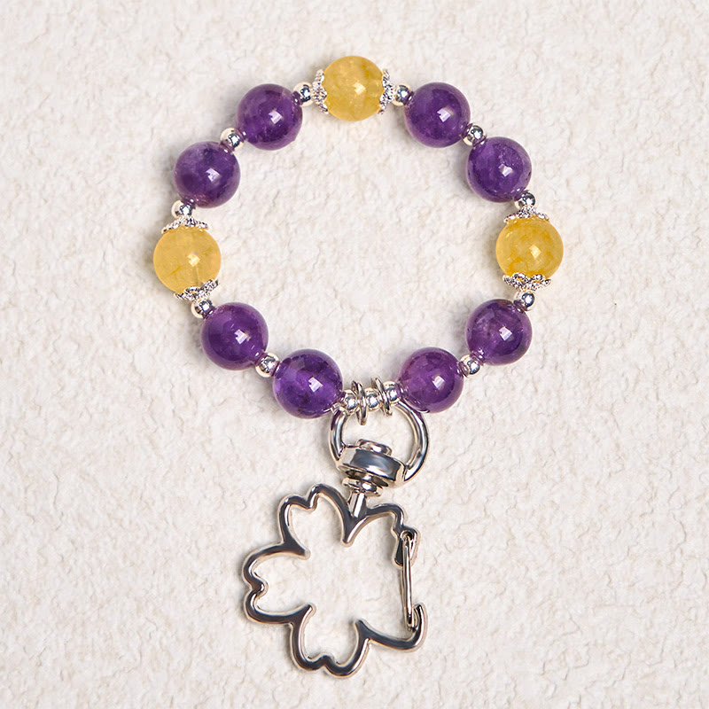 Buddha Stones Natürliche Amethyst Citrin Positive Schlüsselanhänger Tasche Hängende Dekoration