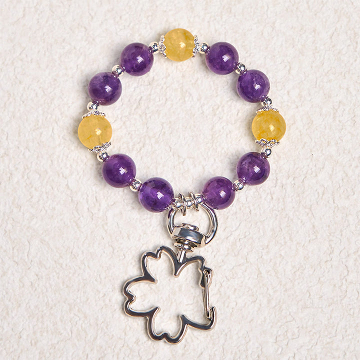 Buddha Stones Natürliche Amethyst Citrin Positive Schlüsselanhänger Tasche Hängende Dekoration