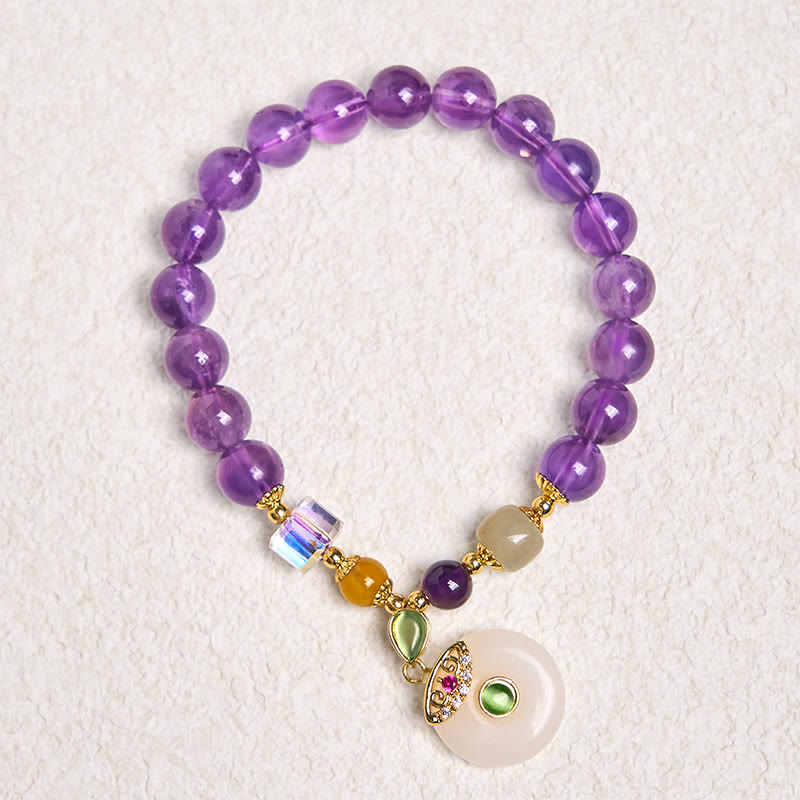 Buddha Stones Natürlicher Amethyst Peace Schnalle Charm Spirituelles Armband