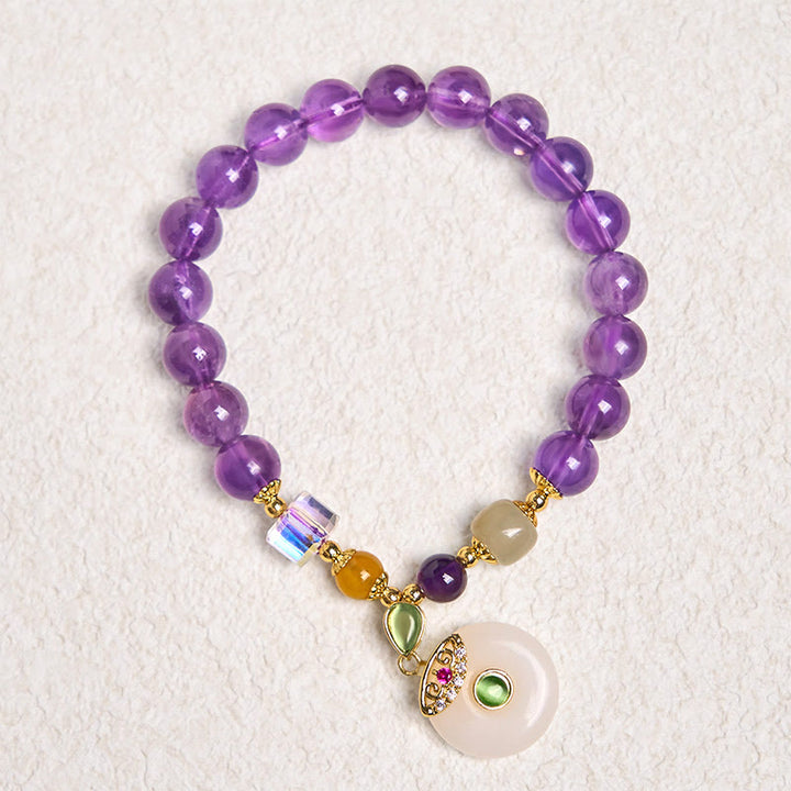 Buddha Stones Natürlicher Amethyst Peace Schnalle Charm Spirituelles Armband