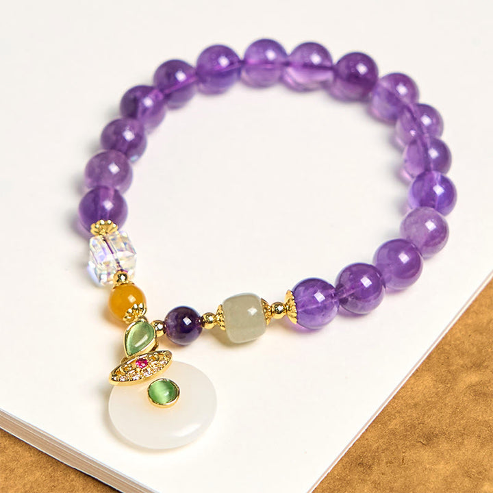 Buddha Stones Natürlicher Amethyst Peace Schnalle Charm Spirituelles Armband