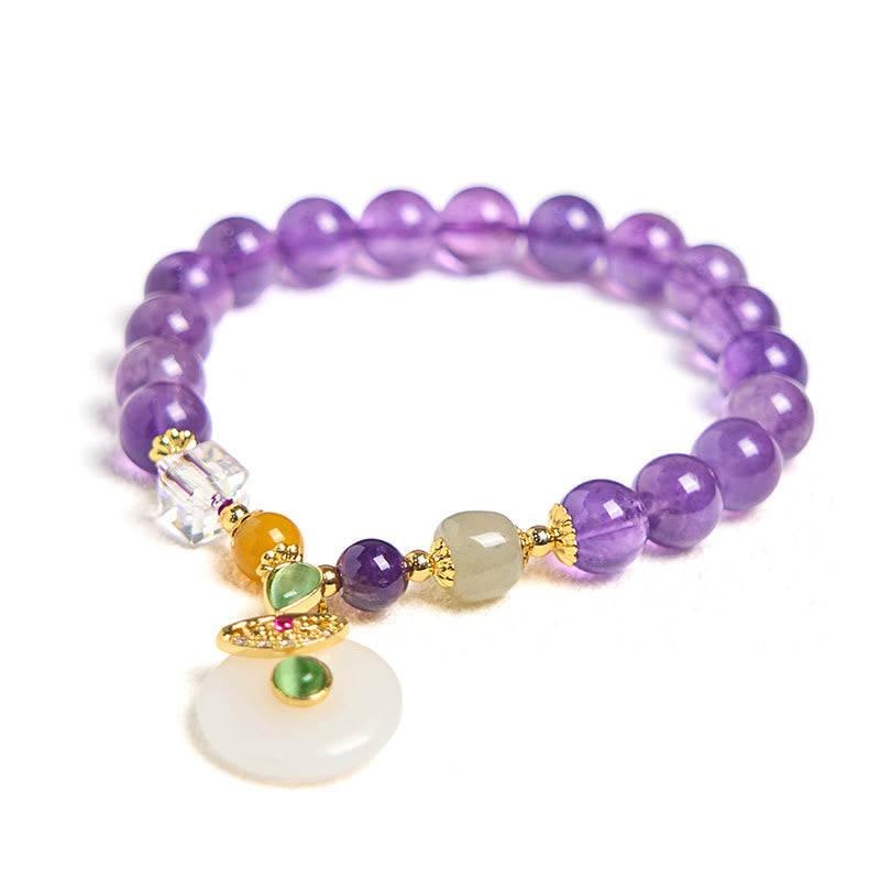 Buddha Stones Natürlicher Amethyst Peace Schnalle Charm Spirituelles Armband