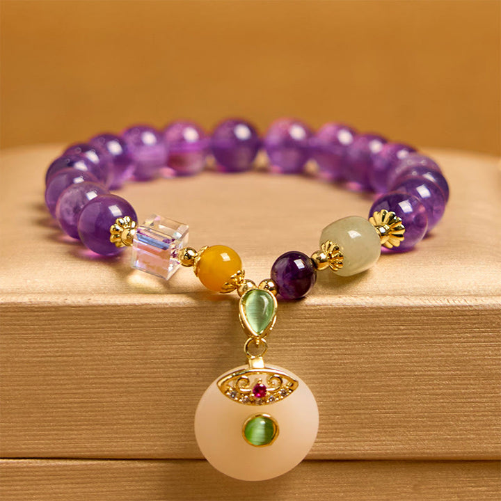Buddha Stones Natürlicher Amethyst Peace Schnalle Charm Spirituelles Armband