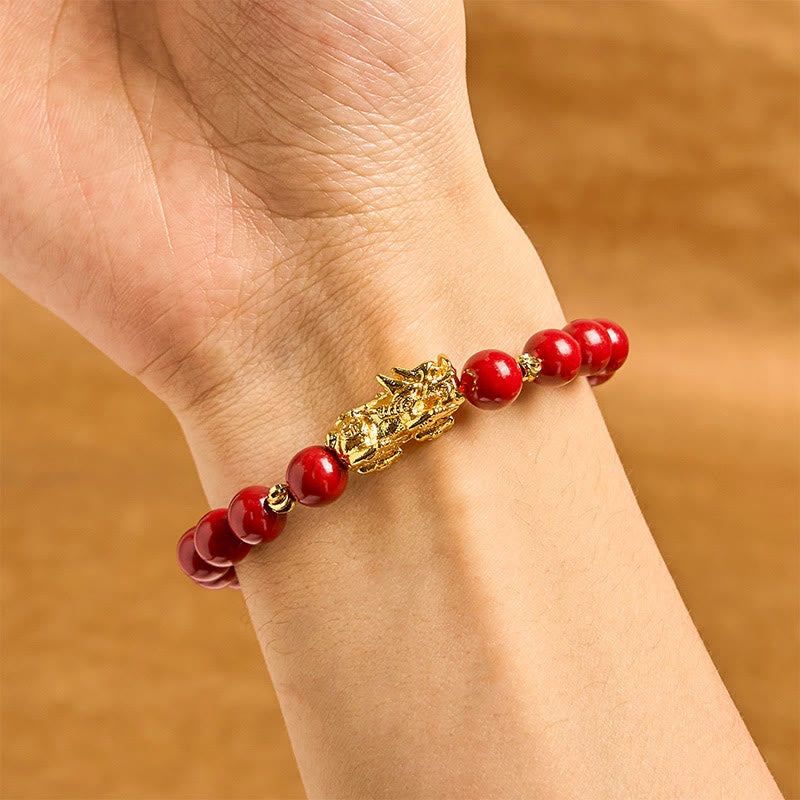 Buddha Stones Zinnober PiXiu Ruhesegen Armband