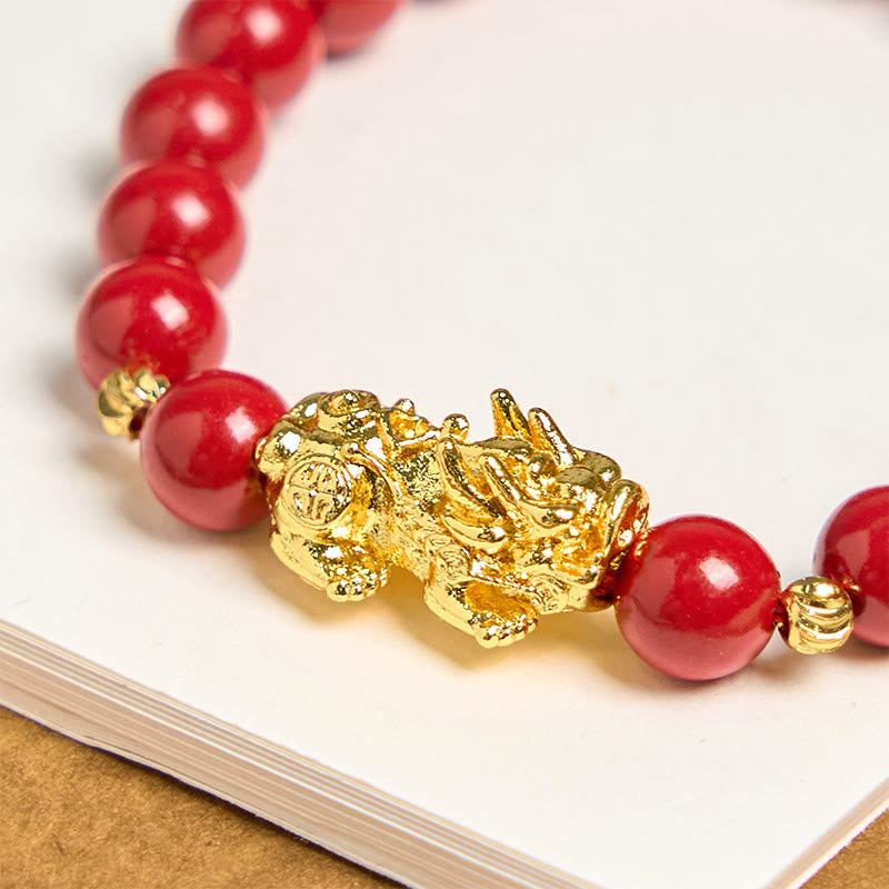 Buddha Stones Zinnober PiXiu Ruhesegen Armband