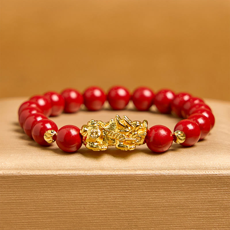 Buddha Stones Zinnober PiXiu Ruhesegen Armband