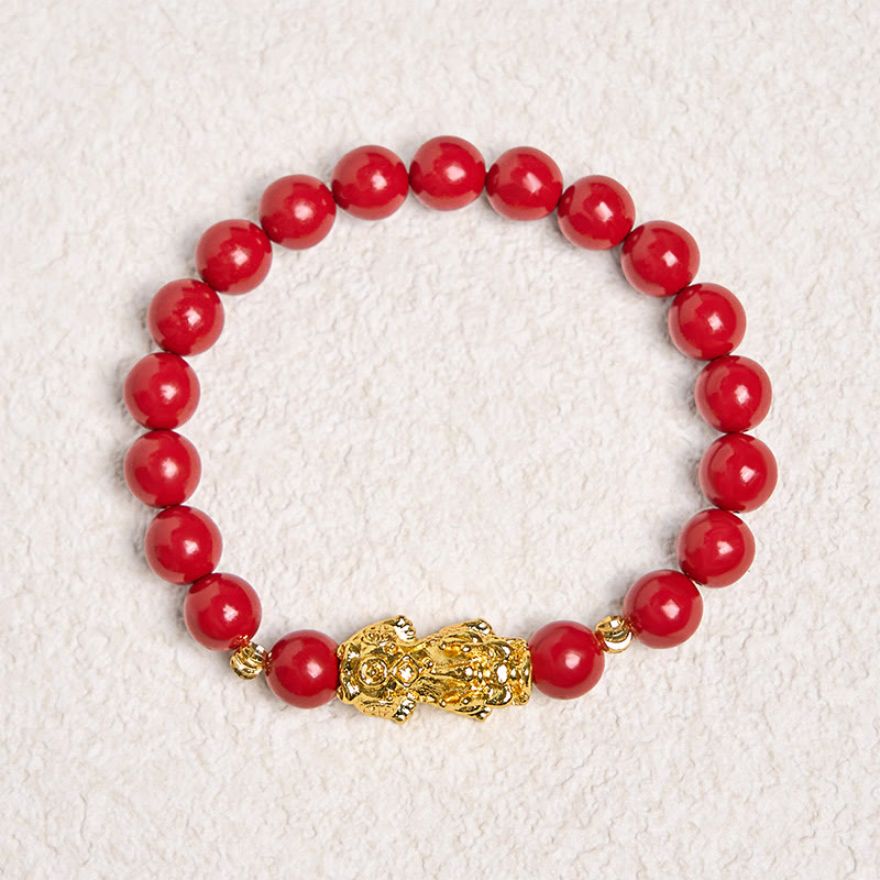 Buddha Stones Zinnober PiXiu Ruhesegen Armband